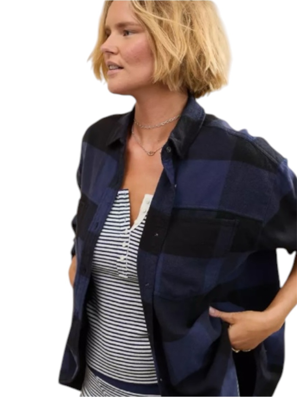 Aerie Anytime Fave Flannel Button Down Shirt Size Small Oversized Grunge Plaid
